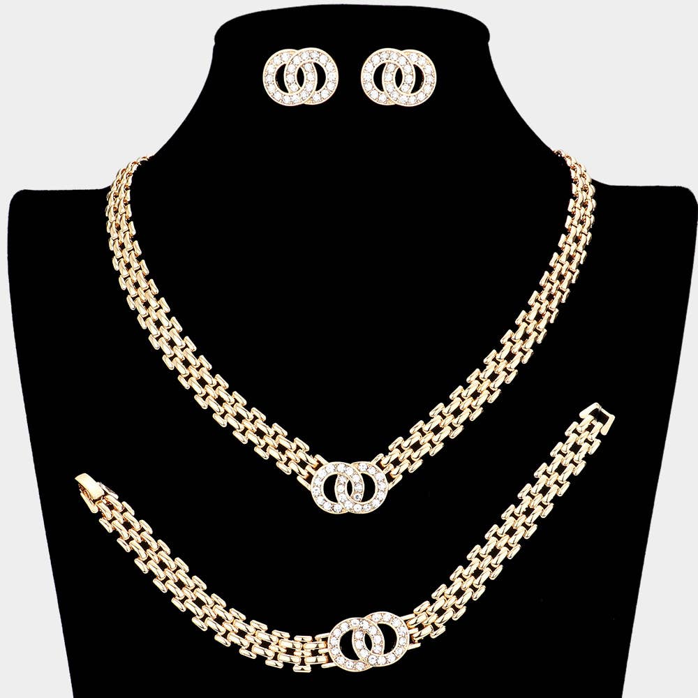 Pre-order- Interlocking Chain Necklace, Bracelet & Earring Set – Gold or Silver