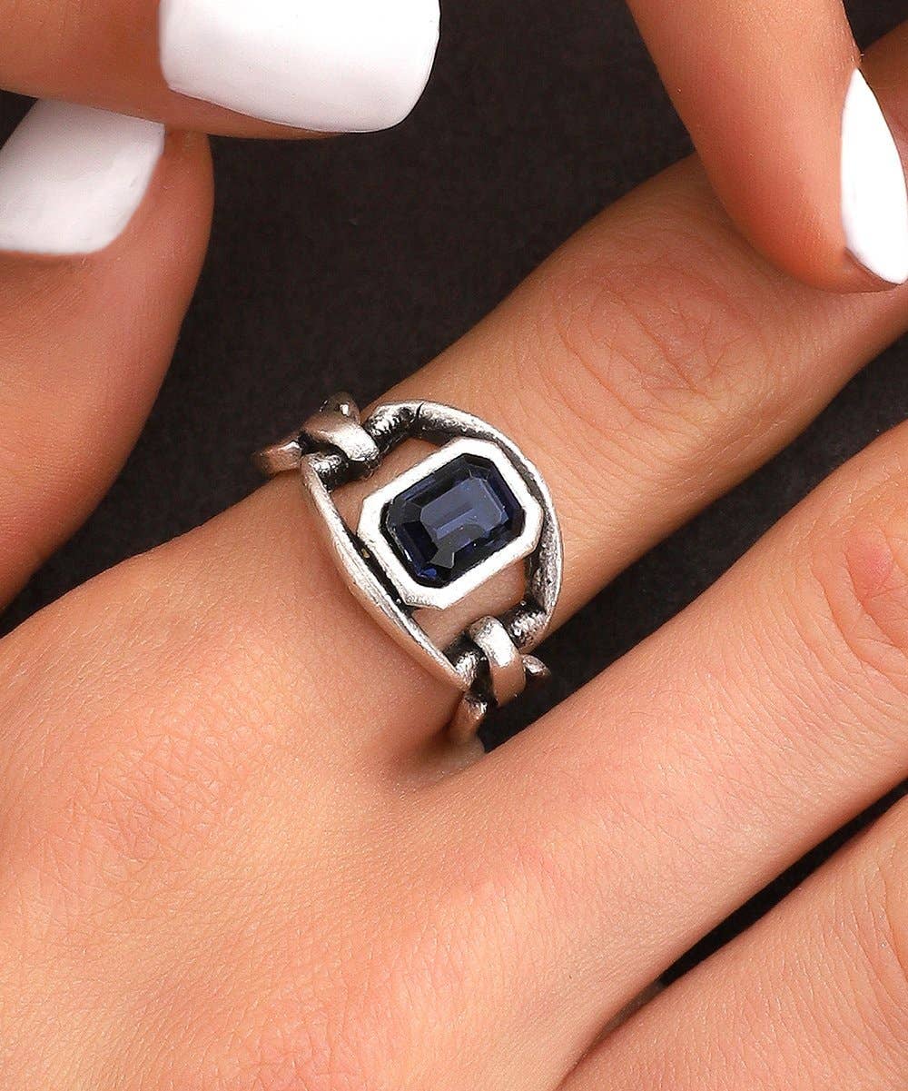 Handmade silver tone adjustable ring
