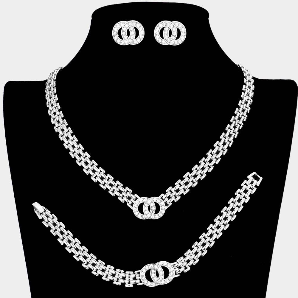 Pre-order- Interlocking Chain Necklace, Bracelet & Earring Set – Gold or Silver