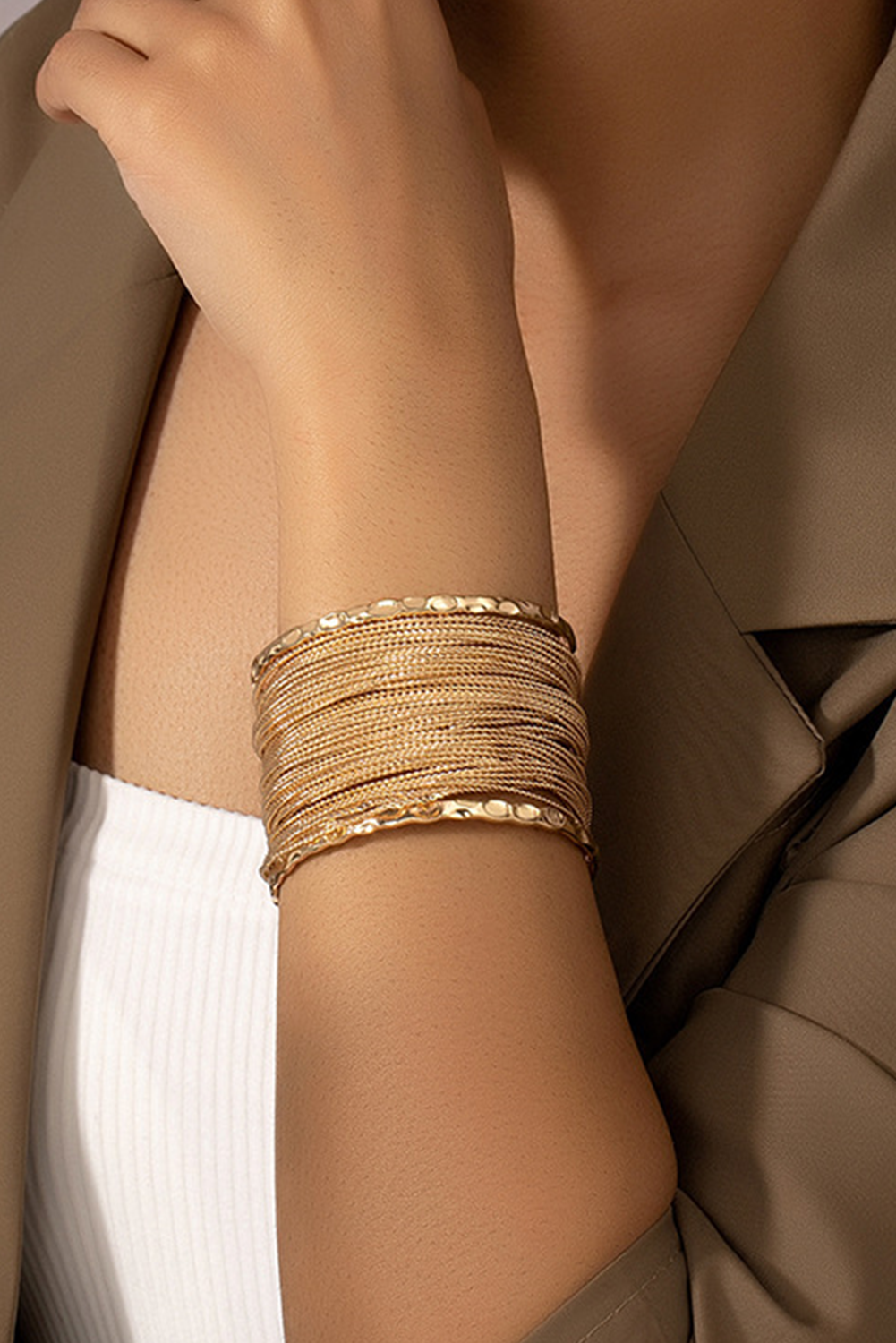 Only 2 Left! Golden Glam Multi-Strand Cuff Bracelet