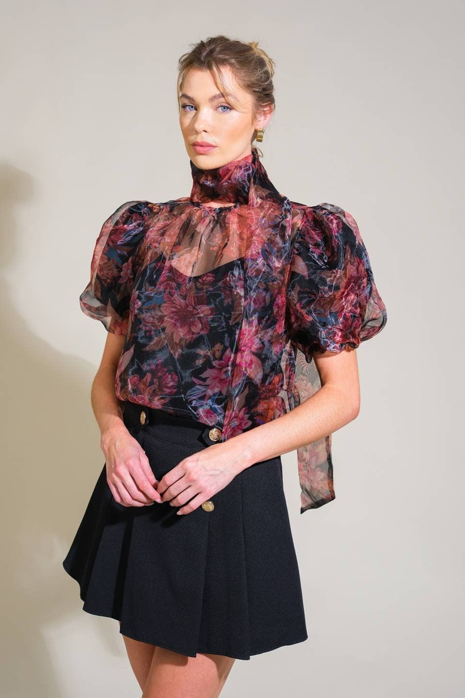 The Charlize Printed Organza Top