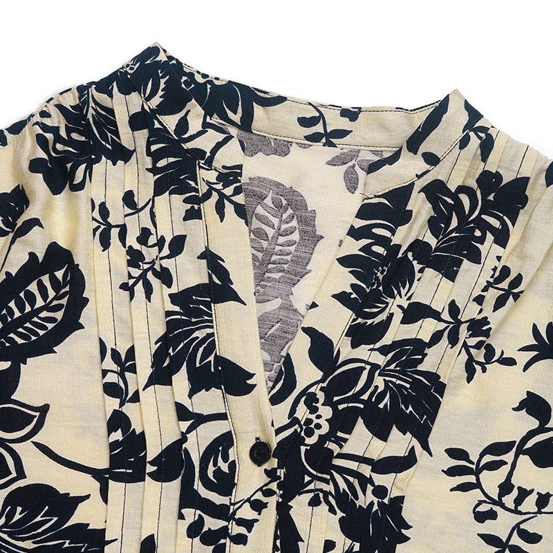 Only 2 Left! The Kimberly Navy Bloom Pintuck Blouse