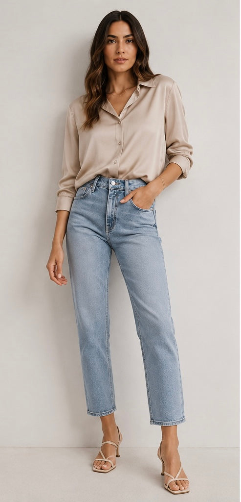 The Nikki Classic High Rise Straight Jeans – Light Vintage Wash