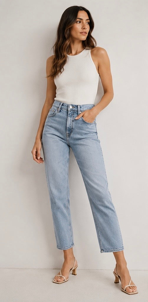 The Nikki Classic High Rise Straight Jeans – Light Vintage Wash