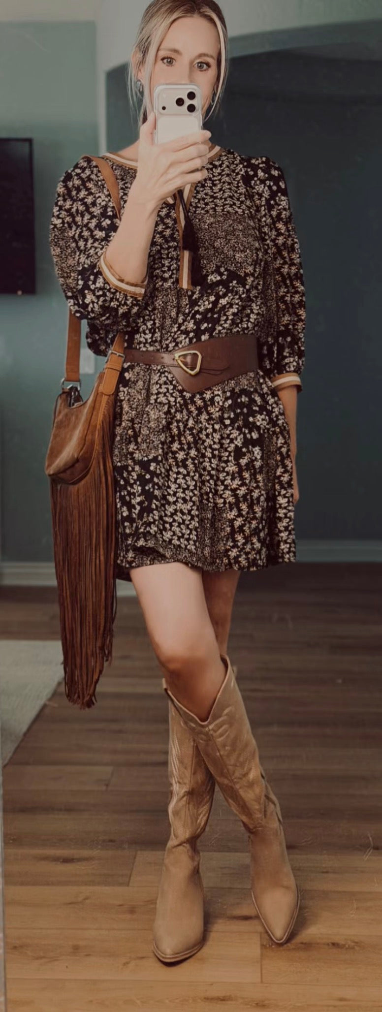 The Callie Boho Floral Dress – Black