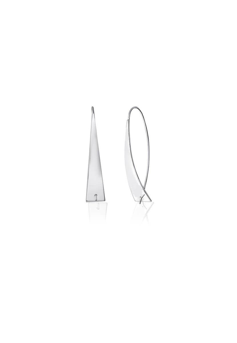 Solid 925 Sterling Silver Oval Long Triangle Earrings