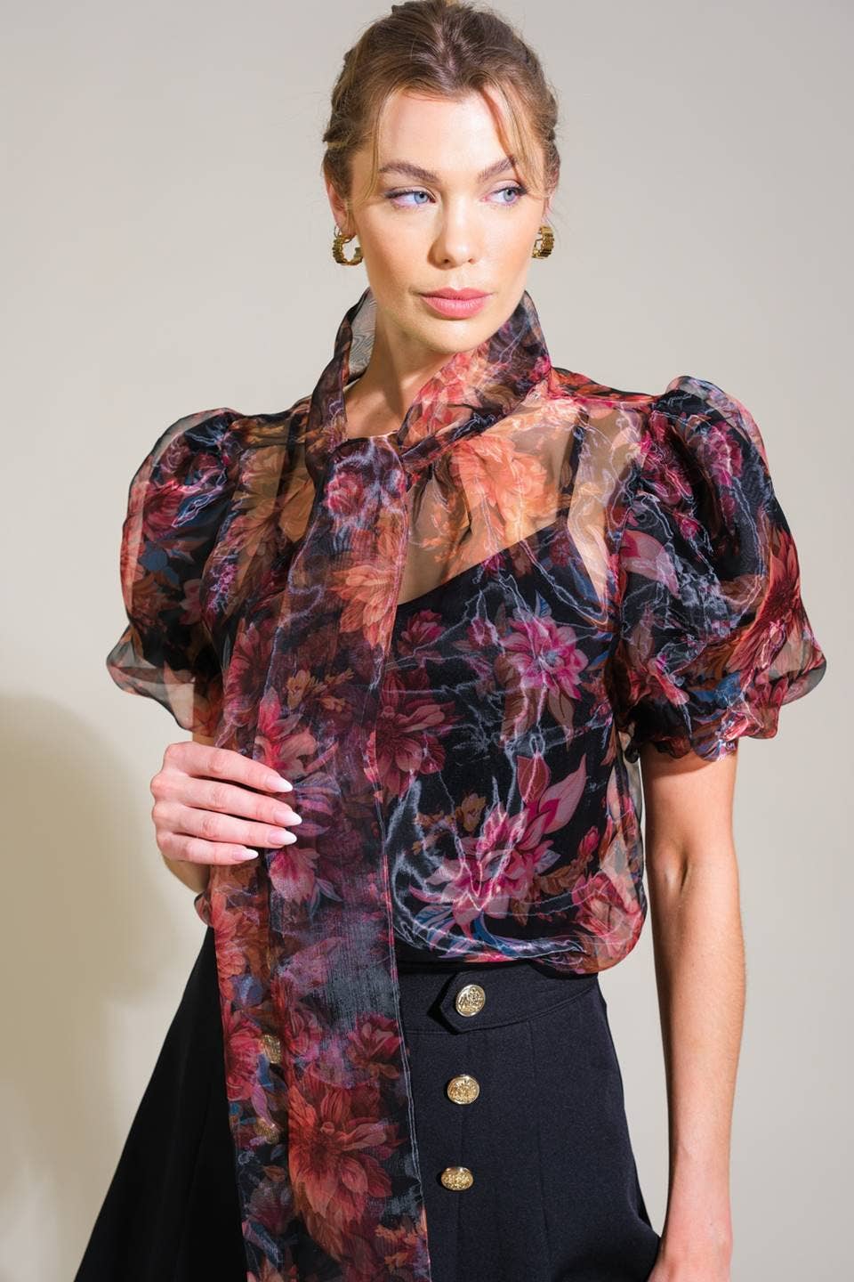 The Charlize Printed Organza Top