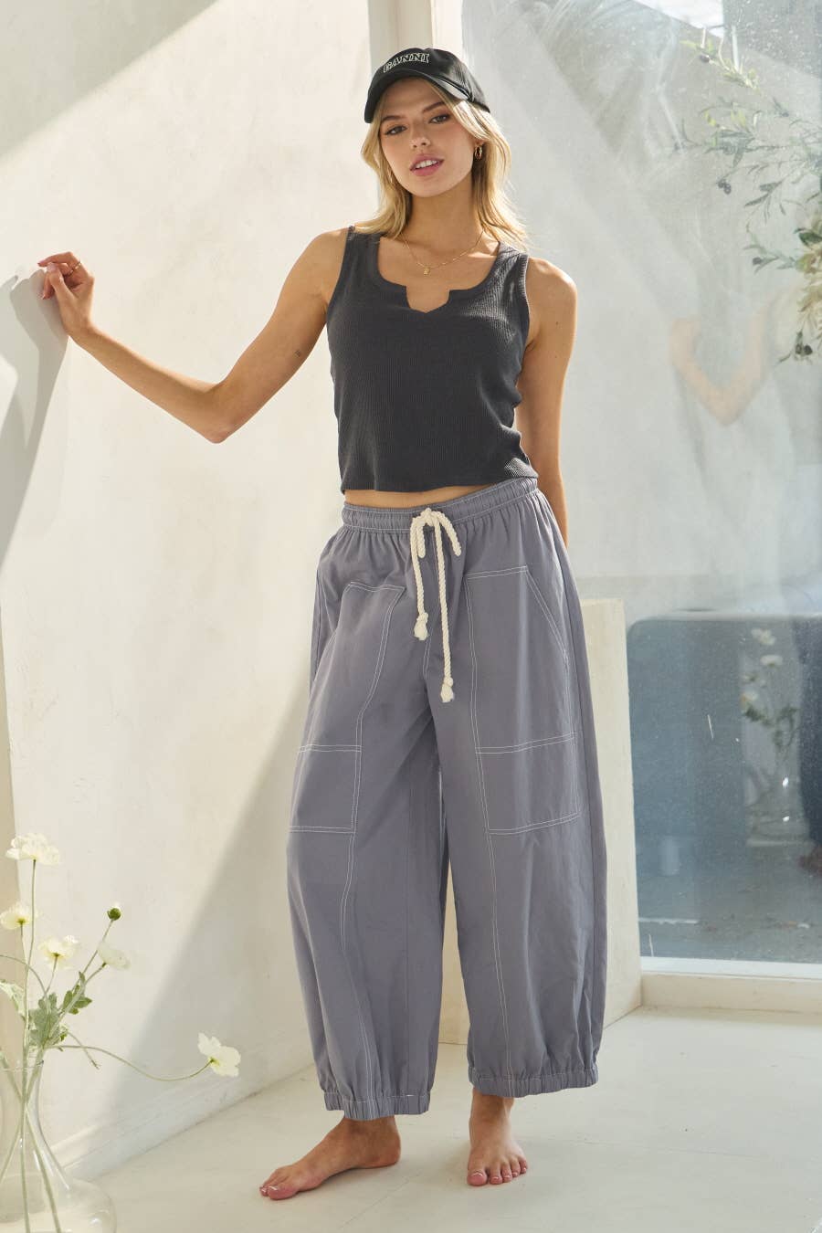 SOLD OUT-The Harper Relaxed Drawstring Pants – Black