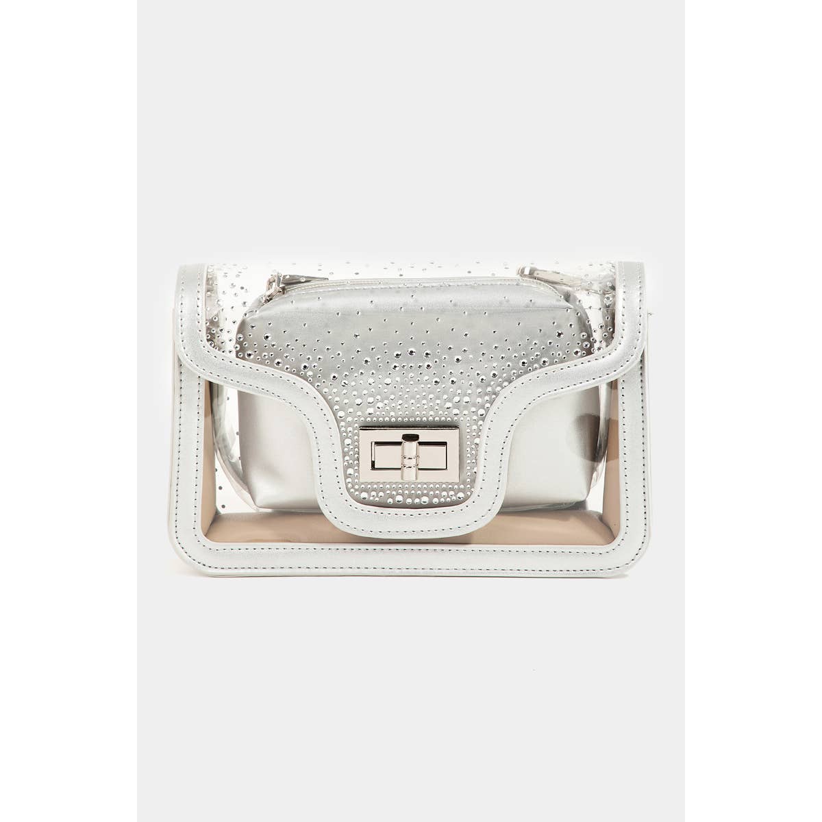 Transparent Rectangle Studded Crossbody Bag- Stadium/Concerts
